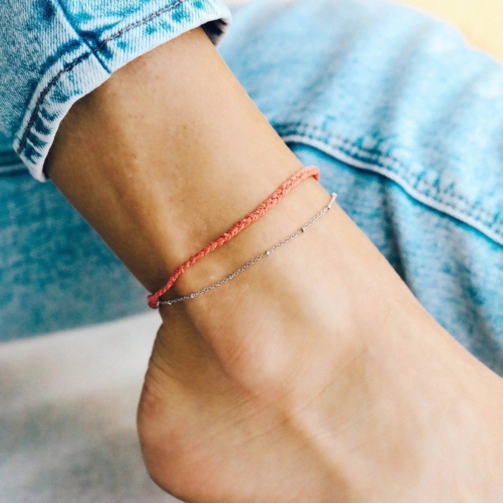 NWT Pura Vida Satellite Chain Anklet Salmon
